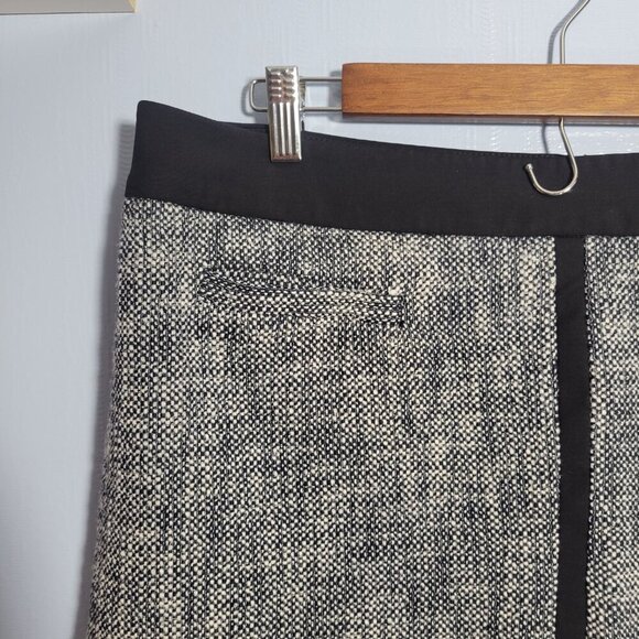 Talbots Size 16 Heathered Black White Zip Up Business Knee Length Tweed Skirt - Picture 2 of 8